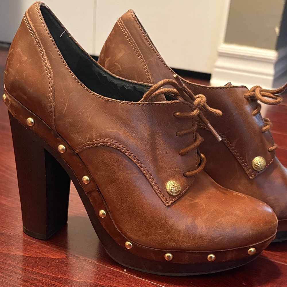 Brown leather booties amazing! Studded Vince Camuto